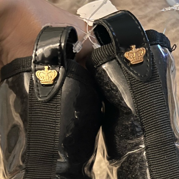 NWT Juicy Couture Black Klash Clear Mirrored Logo Sherpa Booties - Picture 11 of 11